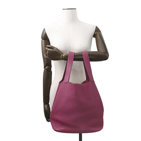 HERMES Picotin Lock Size GM Taurillon Clemence Rose Purple - Picture 12 of 14
